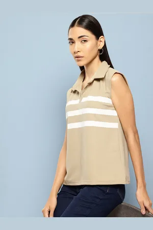 Chemistry Striped Polo Collar Sleeveless T-shirt