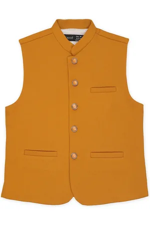 CAVIO Boys Mandarin Collar Pure Cotton Nehru Jacket