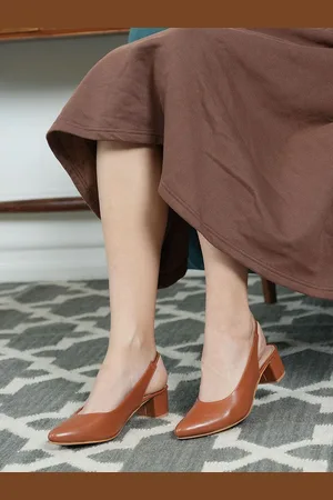 Mast & Harbour Solid Block Slingback Pumps with Backstrap