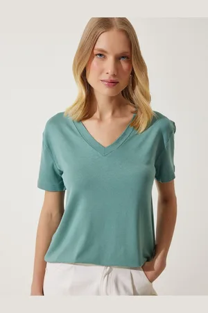 Happiness istanbul Women Solid V-Neck T-Shirt
