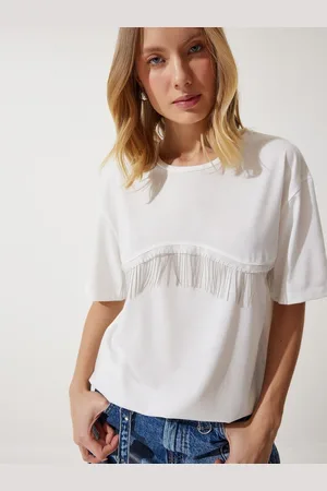 Happiness istanbul Women Solid Round Neck Oversized T-shirt