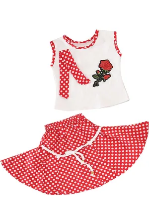 BAESD Girls Polka Dots Printed Top with Skirt