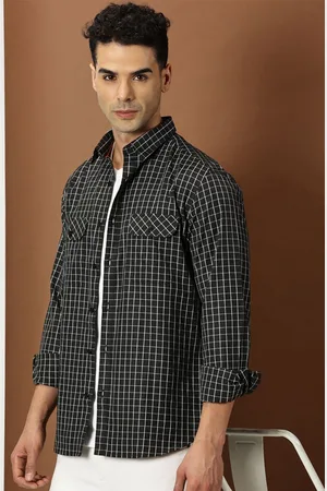 Invictus Men Gingham Checks Slim Fit Casual Shirt