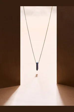 Accessorize London 14K Gold Plated Blue Z Rough Cut Shard Hs Nk Lapis Necklace