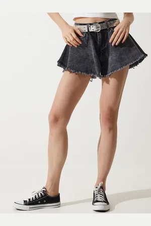 Happiness istanbul Women High-Rise Pure Cotton Denim Shorts