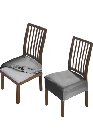 HOKIPO Grey 2 Pieces Velvet Chair Seat Covers