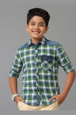 UNDER FOURTEEN ONLY Boys Tartan Checks Opaque Checked Casual Shirt