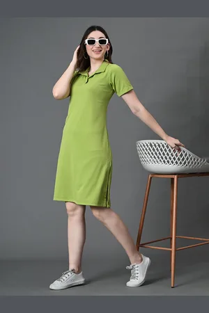 Roadster The Lifestyle Co. Collared Neck Short Sleeves Ribbed A-Line Dress