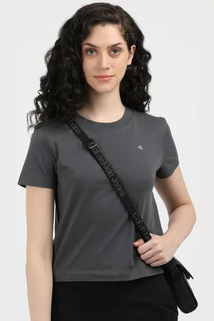 Calvin Klein Women Solid Round Neck Cotton T-Shirt