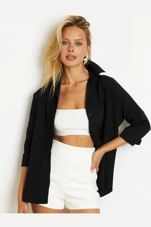 COOL Women Cutaway Collar Solid Casual Shirt