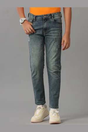 UNDER FOURTEEN ONLY Boys Slim Fit Low Distress Heavy Fade Jeans