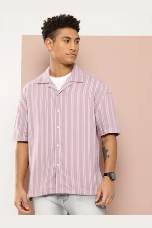 HARVARD Men Drop-shoulder Sleeves Striped Pure Cotton Shirt