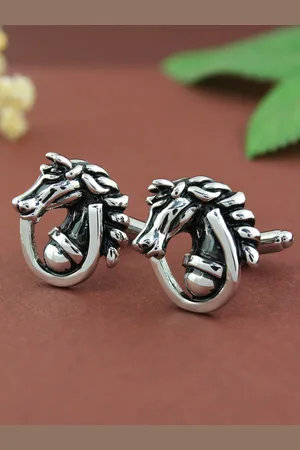 PELUCHE Silver-Toned The Knight Move Quirky Cufflink