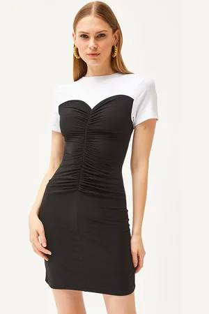 Olalook Colourblocked Ruched Bodycon Dress