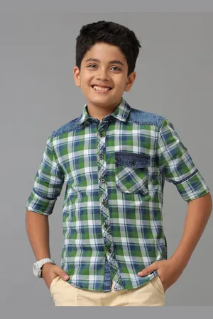 UNDER FOURTEEN ONLY Boys Tartan Checks Opaque Checked Casual Shirt