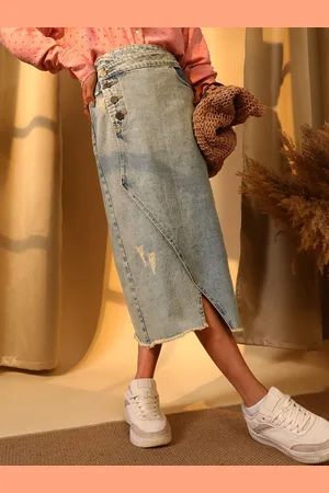 Campus Denim Straight Midi Skirts