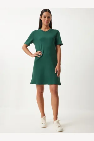 Happiness istanbul Women Solid Above Knee T-shirt Dress