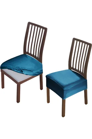 HOKIPO Blue 2 Pieces Velvet Chair Covers