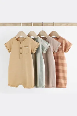 Next Infant Boys Pack Of 4 Striped Pure Cotton Rompers