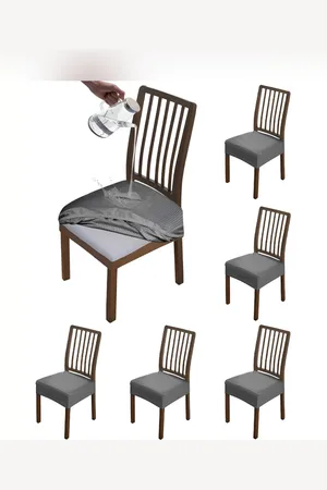 HOKIPO Grey 6 Pieces Waterproof Stretchable Chair Seat Covers