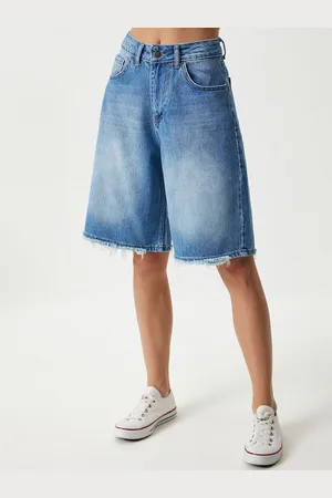 Happiness istanbul Women Washed Pure Cotton Denim Shorts