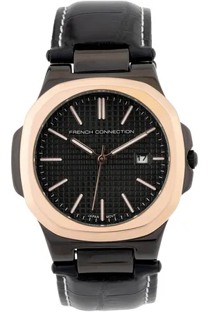 French Connection Men Dial & Leather Bracelet Style Straps Analogue Watch FCB2BL