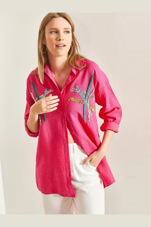 Bianco Lucci Women Spread Collar Solid Casual Shirt