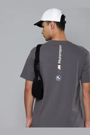 PUMA BMW M Logo Printed Drop-Shoulder Relaxed Fit Pure Cotton T-shirt
