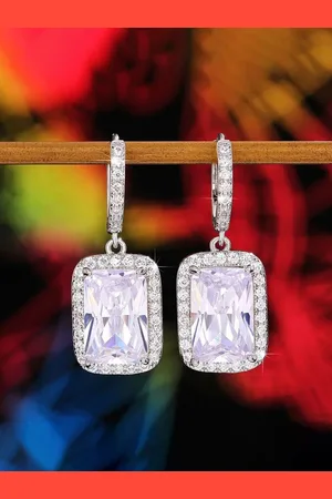 Designs & You Silver-Plated Contemporary Crystals Drop Earrings