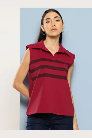 Chemistry Striped Polo Collar Sleeveless T-shirt