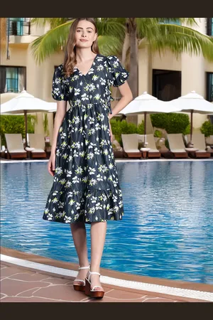 Mast & Harbour Floral Print Puff Sleeve Mini Dress