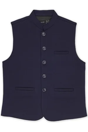 CAVIO Boys Mandarin Collar Sleeveless Pure Cotton Nehru Jackets