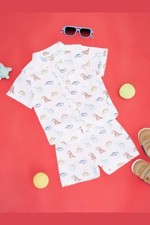 Pantaloons Boys Printed Pure Cotton Shirt with Shorts