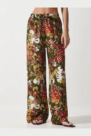 Happiness istanbul Women Floral Printed High-Rise Trousers