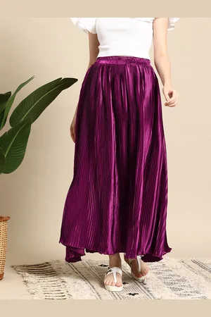 Mast & Harbour Accordion Pleated Satin Flared Maxi Skirt
