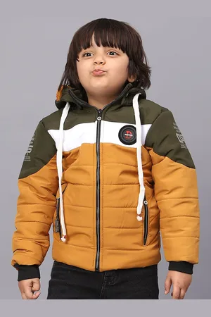 SKY HEIGHTS Boys Colourblocked Polyester Puffer Jacket with Patchwork