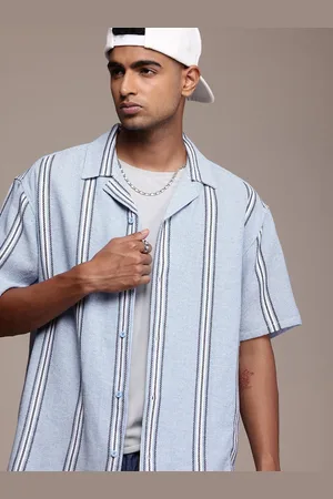 Roadster The Life Co. Knitted Opaque Striped Relaxed Fit Casual Shirt