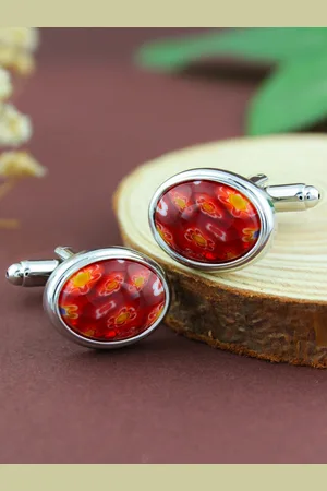 PELUCHE Orange & Red Floral Cufflink