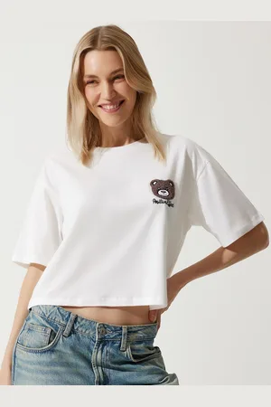 Happiness istanbul Women Solid Round Neck Cotton T-Shirt