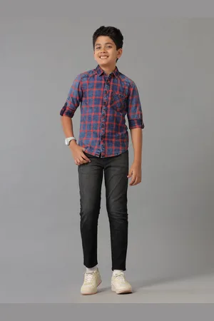 UNDER FOURTEEN ONLY Boys Tartan Checks Opaque Checked Casual Shirt