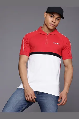 DUCATI Colourblocked Pure Cotton Polo Collar T-shirt