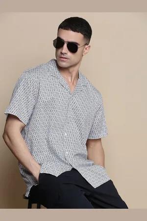 Invictus Men Sport Cuban Collar Conversational Printed Cotton Relaxed Fit Casual Shirt
