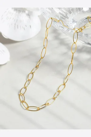 Accessorize London Women 14K Gold-Plated Oval Link Chain Necklace