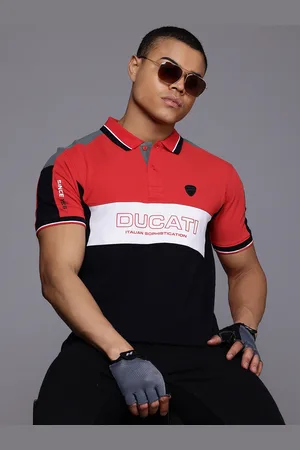 DUCATI Colourblocked Pure Cotton Polo Collar T-shirt