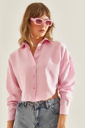 Bianco Lucci Women Spread Collar Solid Casual Shirt