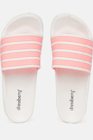 DressBerry Women Pink & White Striped Sliders