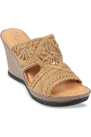 Catwalk Woven Design Open Toe Wedge Heel Sandal
