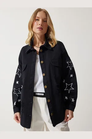 Happiness istanbul Women Camouflage Longline Tailored Jacket with Embroidered
