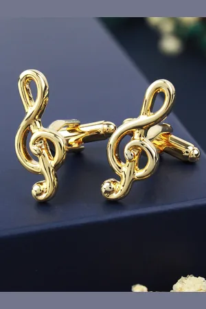 PELUCHE Gold-Toned Symbol of Music Cufflink