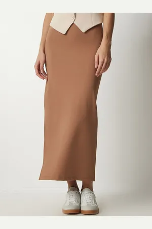Happiness istanbul Solid A-Line Straight Maxi Skirts